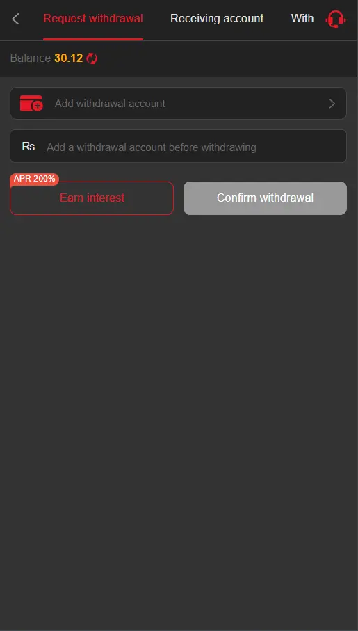 Put your withdrawal wallet and enter amount to withdraw money