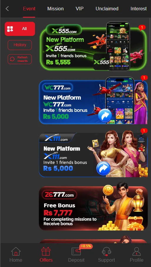 ZC777 Game deposit screen with payment options like Easypaisa, JazzCash, and bank transfer